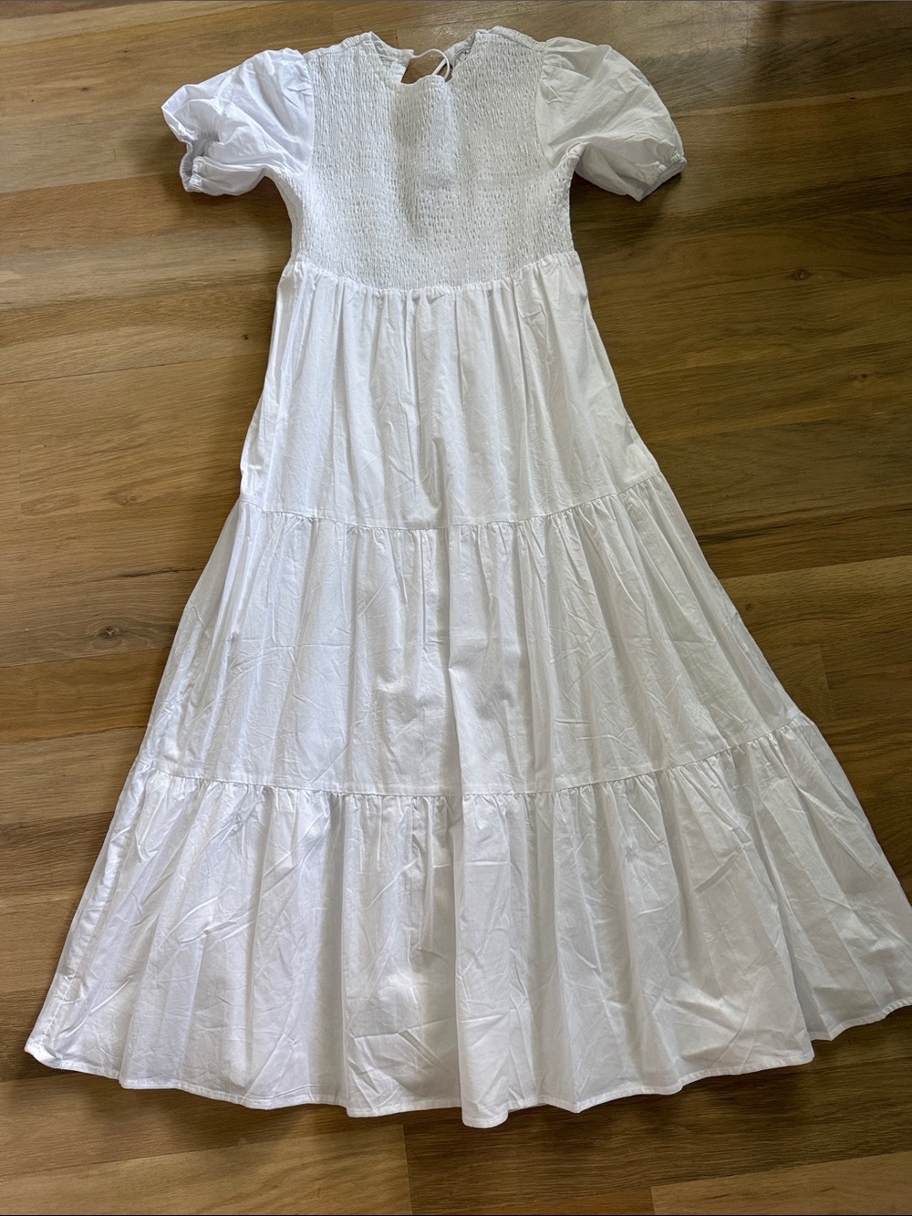 Petal & Pup Annette Puff Sleeve Shirred Midi Dress